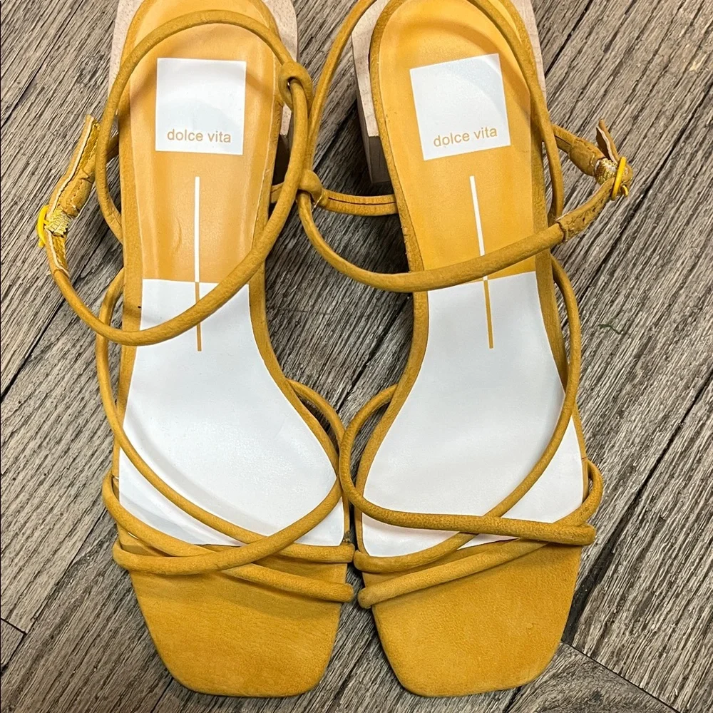 Dolce Vita Yellow Strappy Sandals - Picture 1 of 3